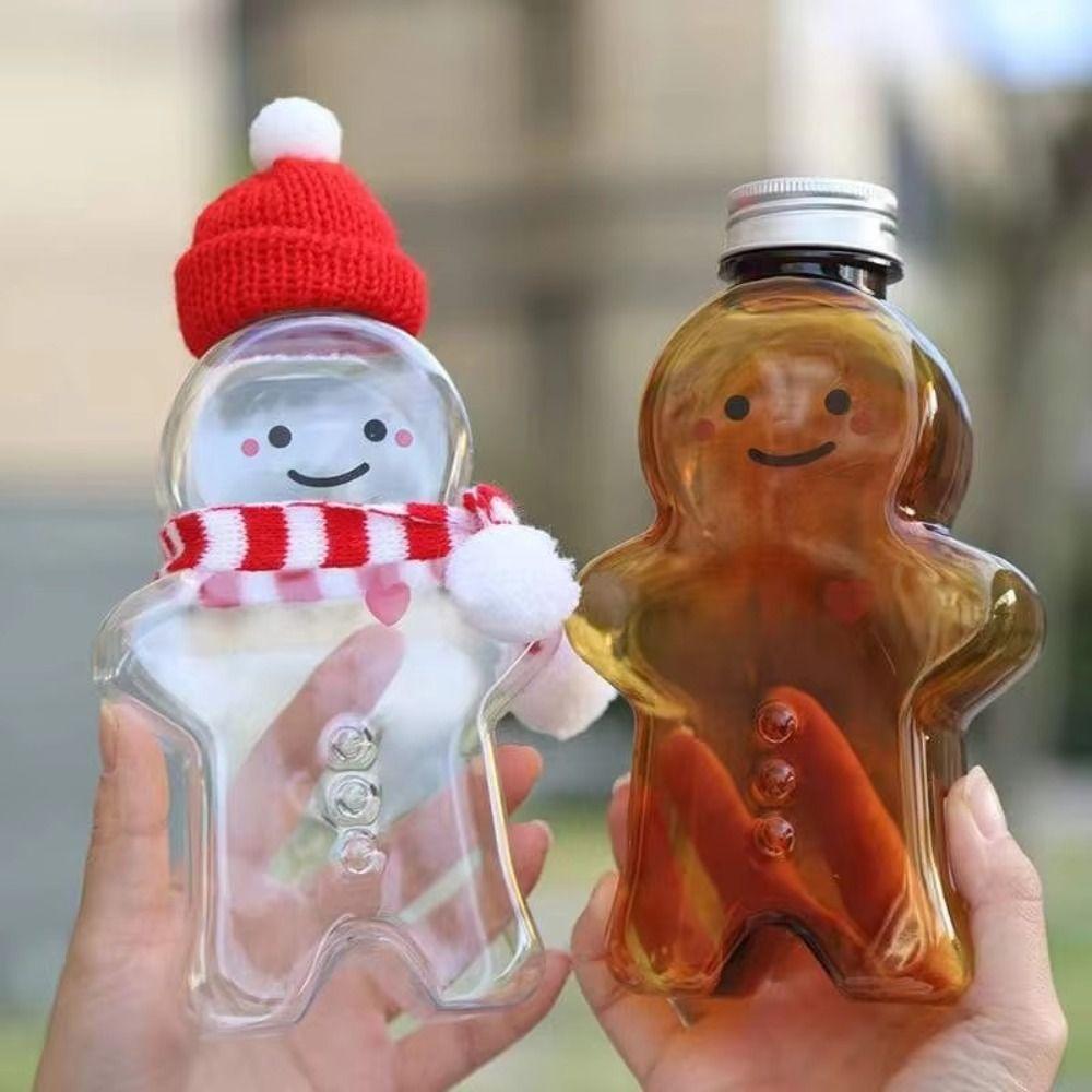 Transparent Gingerbread Bottle Brown Christmas Decoration Candy Juice Coffee Bottle  Child Gift