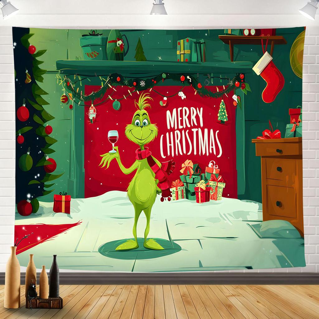 2025 Merry Christmas Tapestry: Festive Holiday Background Wall Hanging for Party Decoration