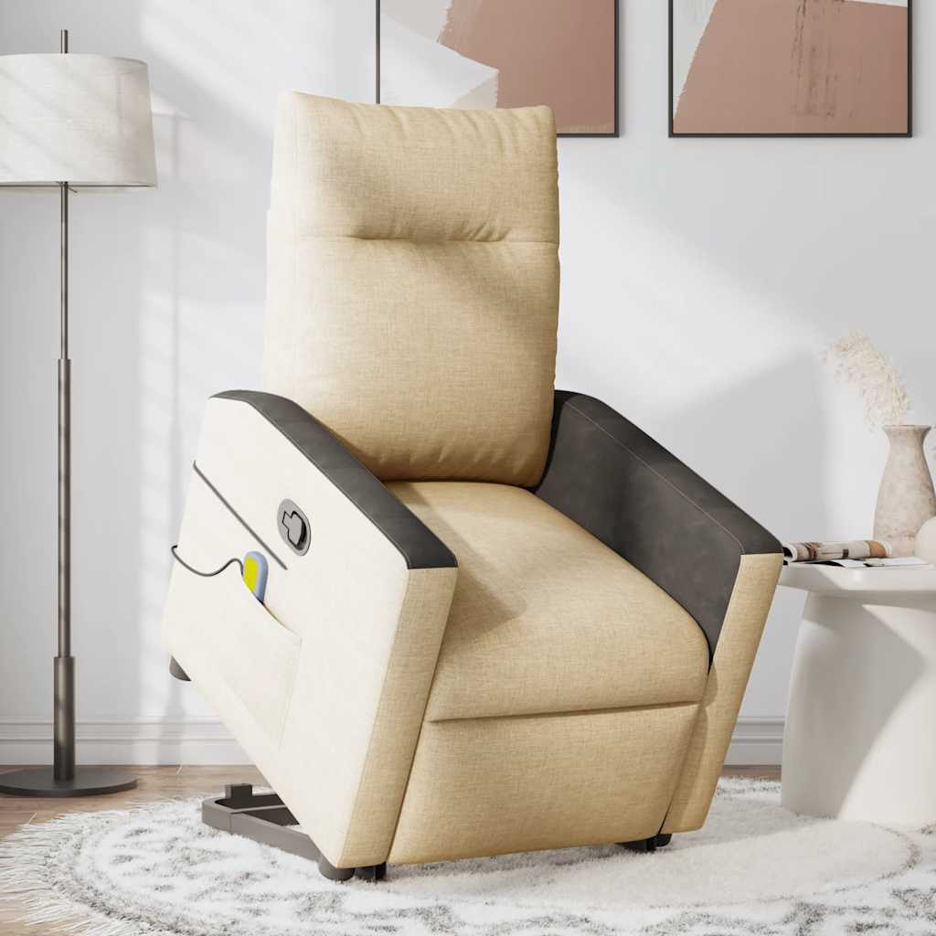 Massage Recliner with Rising Function Cream Fabric