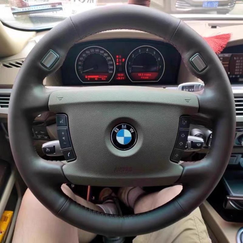 

for old BMW 7 Series 730/740/750/760/745Li/755 (E66/E65) Hand Stitched Genuine Leather Car Steering Wheel Cover