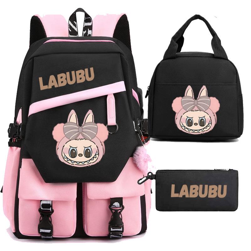 New Labub Children's School Bag Backpack Lunch Bag Pencil Case Three-piece Set