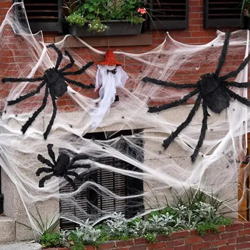 Giant Black Spider Halloween Party Decor for Home 2026 Outdoor Haunted House Ornament Trick or Treat Big Black Spider