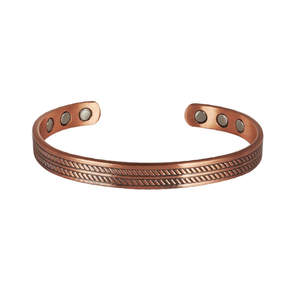 Vinterly Pure Copper Magnetic Bracelets Adjustable 8mm Knot Magnet Cuff Bangle Vintage Health Energy Jewelry Women Men Resizable
