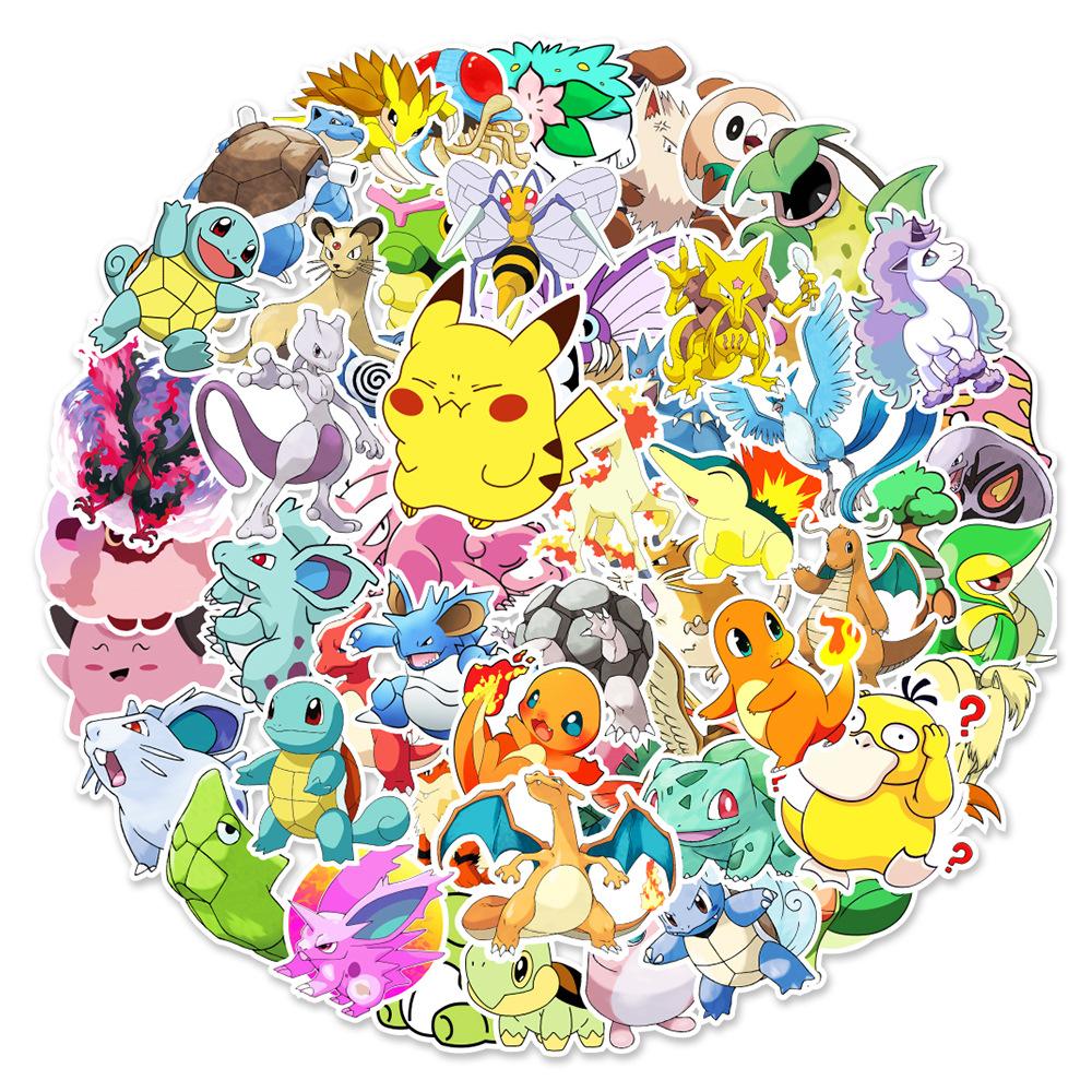 

50 Аниме Покемон Граффити Наклеек Автомобиль Мобильный Велосипед Водяная Чашка Декоративные Наклейки Водонепроницаемые