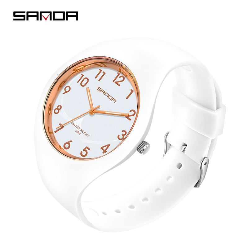 SANDA Ultra-thin Candy Color Quartz Watch - Fashionable, Waterproof, Unisex, Student Outdoor Sports Wristwatch