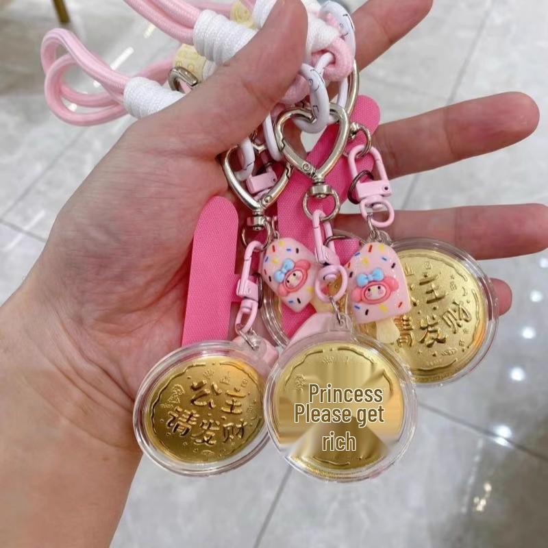 999 Pure Gold Princess Keychain Pendant - Get Rich Mobile Phone/Bag Charm, Birthday Gift for Girlfriend