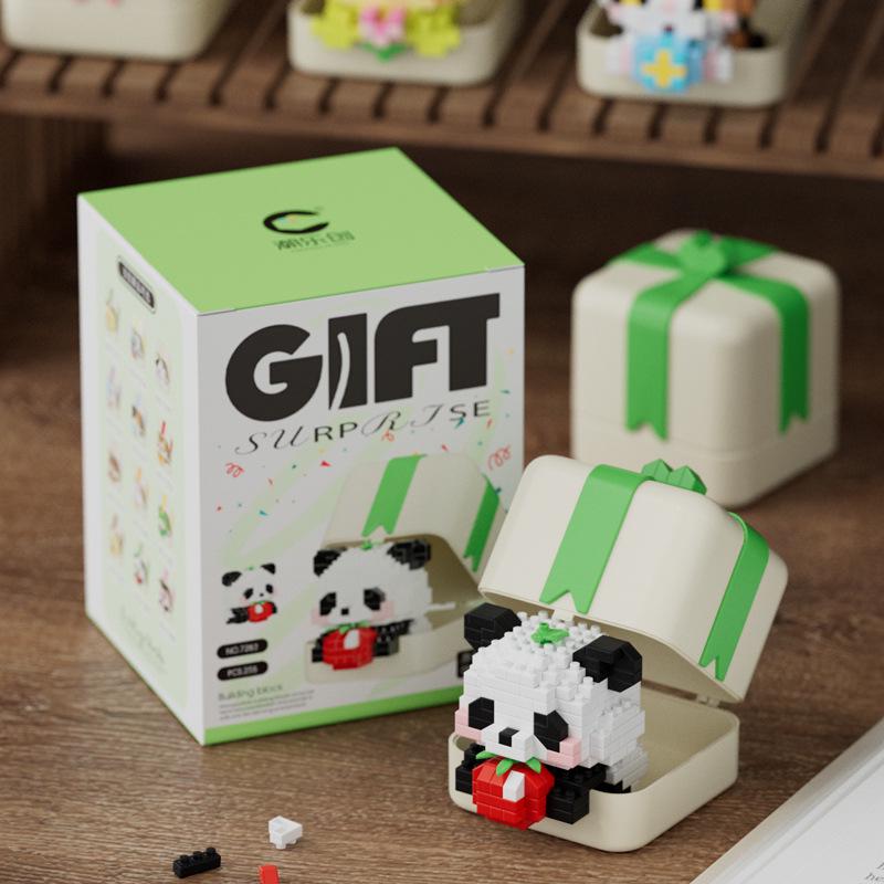 LEGO Compatible Red Panda & Rabbit Plush Ornament Building Set - Cute Pet Gift & Educational Toy for Kids