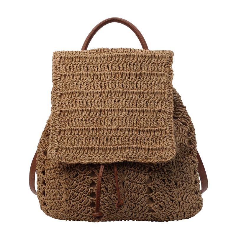 Textured straw bag women's summer new woven backpack large capacity fashion backpack