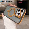 KEYSION Transparent Magnetic Lens Stand Case for MagSafe for iPhone 14 15 16 Pro Max 16 Plus Color Blocking Shockproof Phone Cover