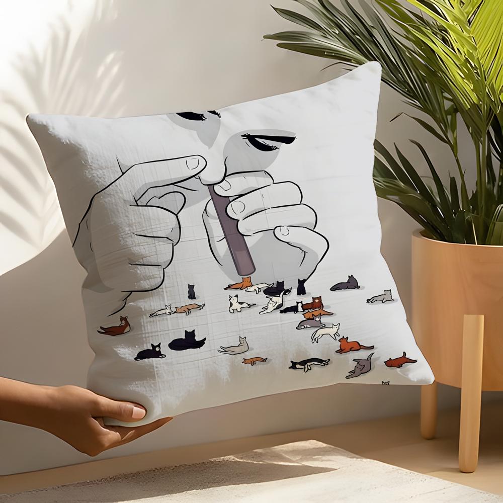 Cute Cartoon Plush Cat Pillow Case Linen Cushion Covers For Decorative Sofa Home Pillows Case Car Chair Pillows Cases
