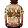 Men's Caregiver Uniform Top with Christmas Print Short Sleeve V-Neck and Pockets