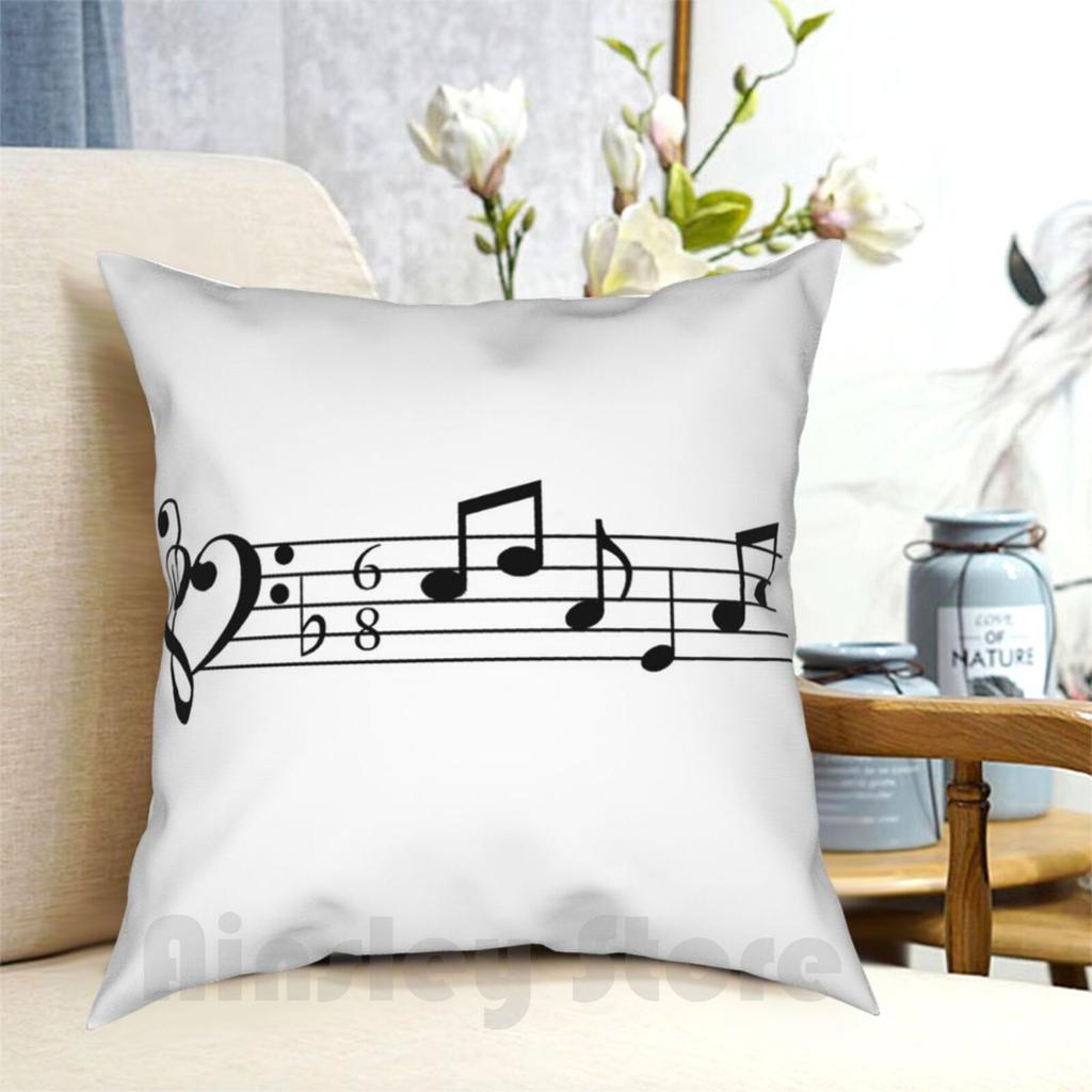 Treble And Bass Clef Heart Bar Of Music Pillow Case Printed Home Soft DIY Pillow Cover Treble Bass Clef Treble Clef Bass