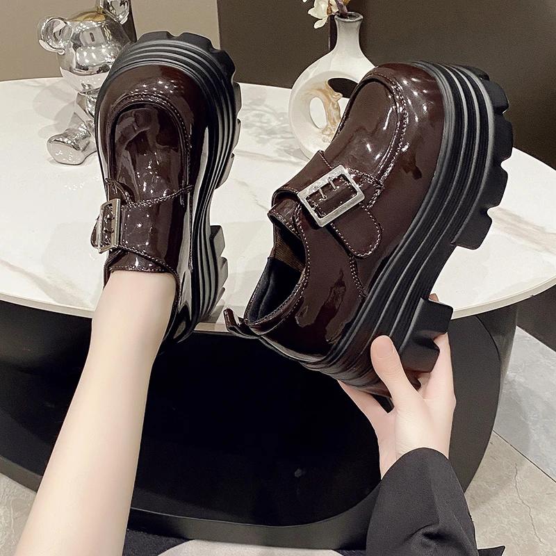 9CM Heels Chunky Sneakers  Spring Women Shoes Comfortable Casual Leather Shoes  Platform Sports Sneakers