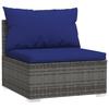 3 Seater Sofa with Cushions Grey Poly Rattan