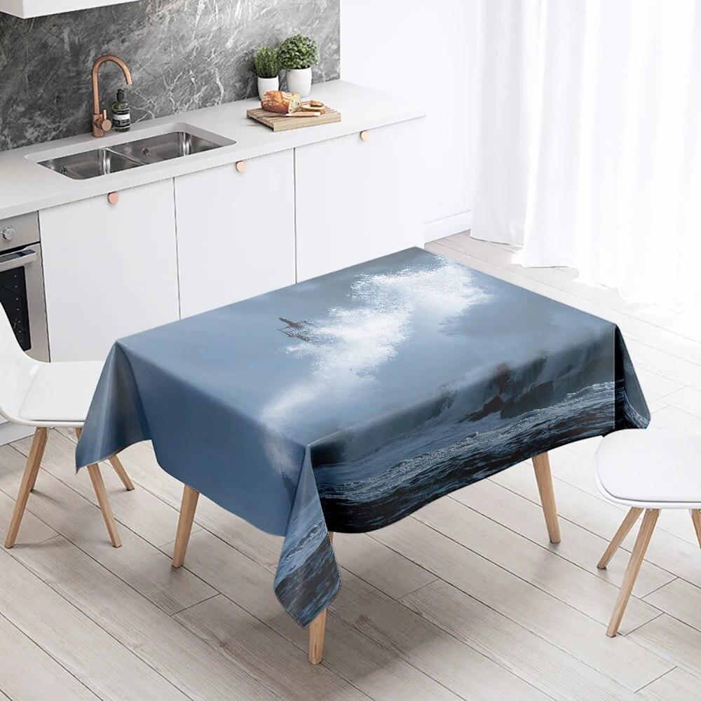 Natural Storm Tablecloth Party Restaurant Banquet Decoration Stain Resistant Waterproof  Home Table