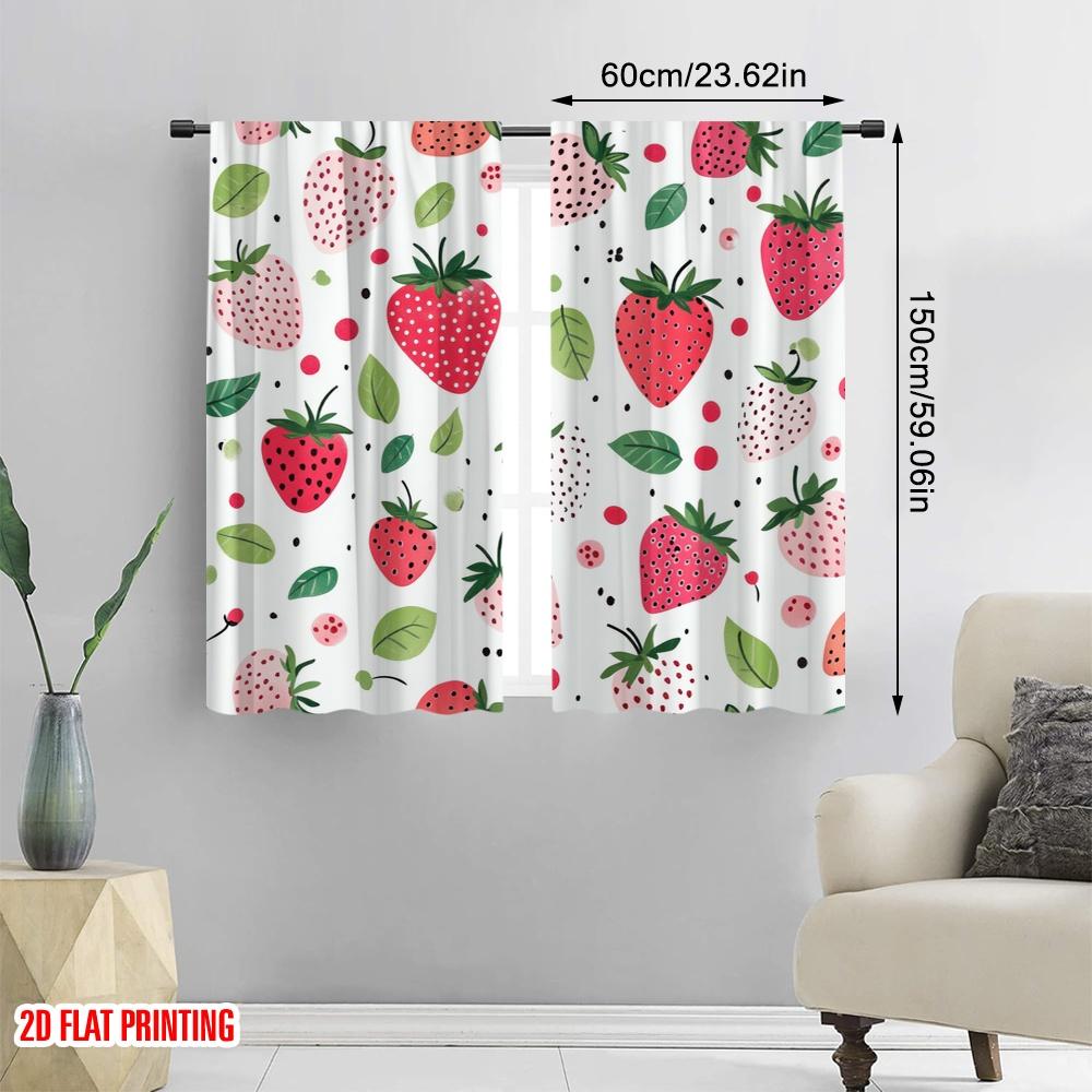 2 Stück, 2D-Flachdruckmuster Vorhänge Berry Delight 100% Polyester (ohne Stange) Alle Jahreszeiten Perfekt für Schlafzimmer Wohnzimmer