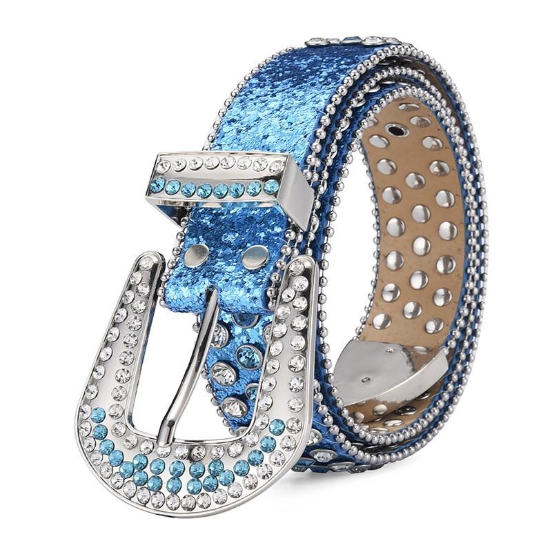 Amazon Fashion Men's and Women's Belts Punk Style Rock Trend Flow Rivet rhinestone Inlaid Wide Belt Women's Versatile Jeans Belt