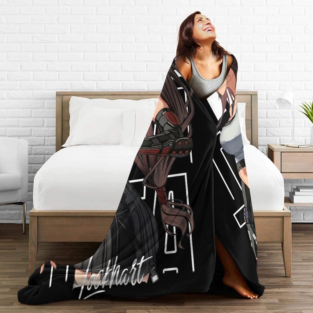 Anime Cheerful Tifa Lockhart  Flannel Throw Blankets Finals Fantasys  Blanket for Home Couch Super Warm Plush Thin Quilt,