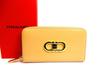 Authentic Gancini Light Camel Leather Round Zip Wallet #b134    Open Box