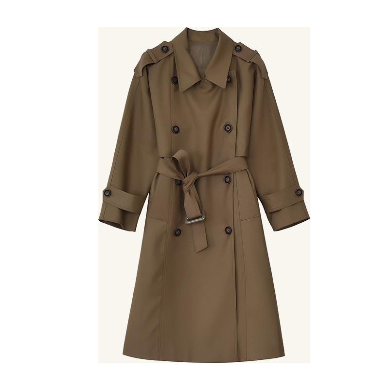 Spring and Autumn New Korean Temperament Wear Double-breasted Long Strap Suit Coat