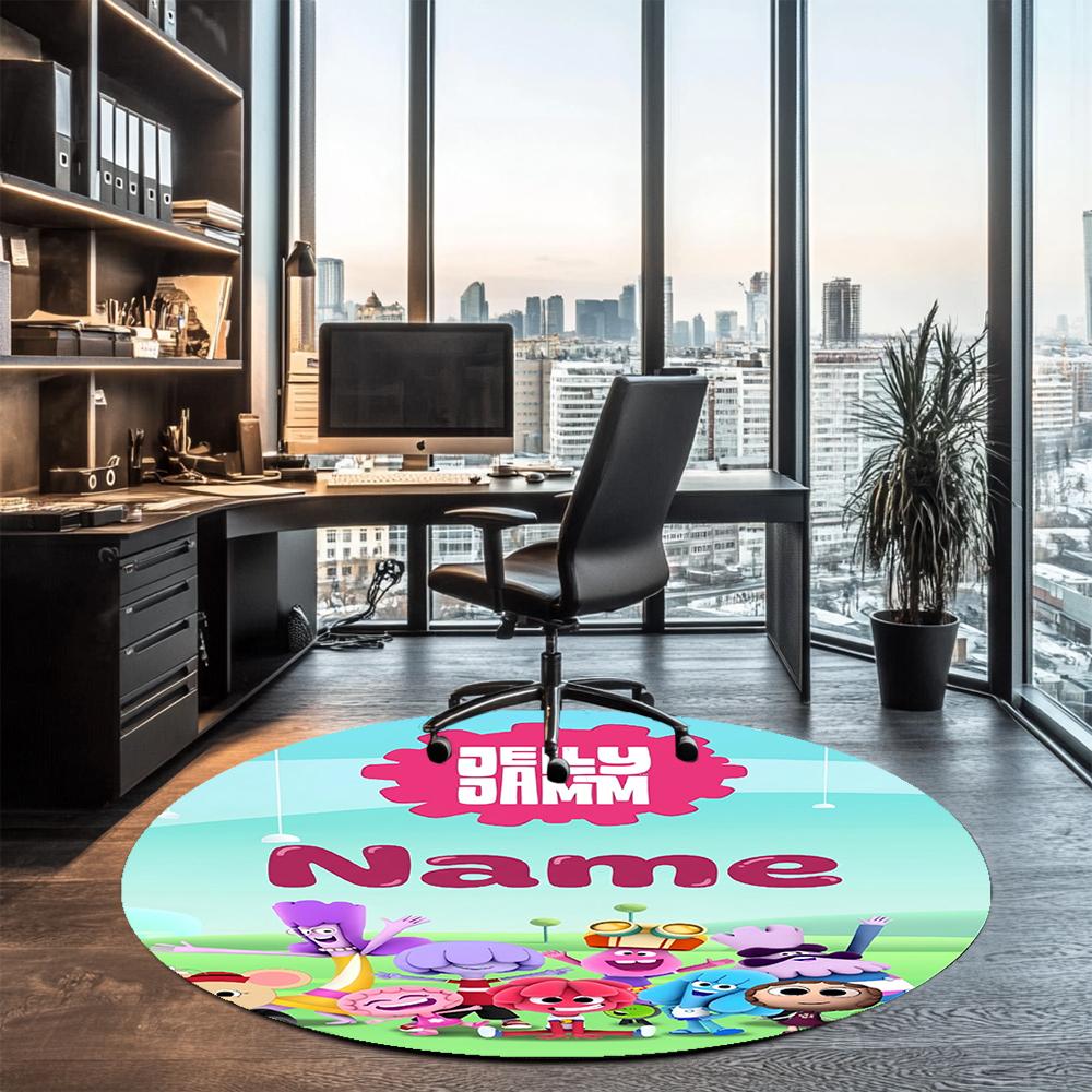 Custom Name Jelly Jamm Printed Round Rug Carpet Chair Rug Area Rug Entryway Doormats,for Office Chair Living Room Bedroom Kitchen Room.