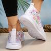 Fashion Rhinestone Decor Knitted Sneakers Women Fashion Floral Butterfly Print Casual Shoes Woman Summer Breathable Mesh Running Shoes