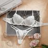 Sexy Red Pure Desire Thin Bra Perspective Mesh Embroidered Underwear Suit Women