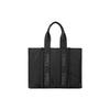 Holzig Ikonisches Besticktes Logo Einfarbig Recyceltes Nylon Tragetasche Einkaufstasche Schulter Handtasche Große Damen Tragetaschen Schwarz CHC23-WS382L41-001