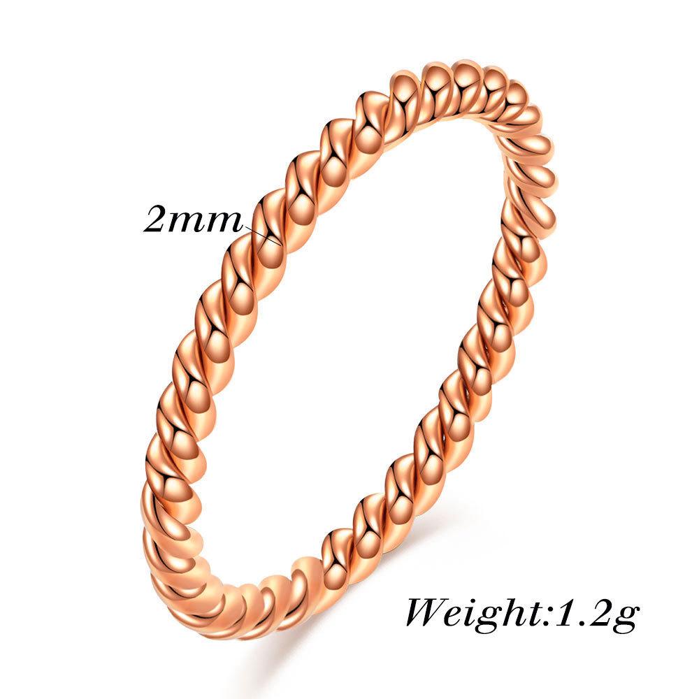 Trendy 2MM Tri-Color Stainless Steel Ribbed Ring