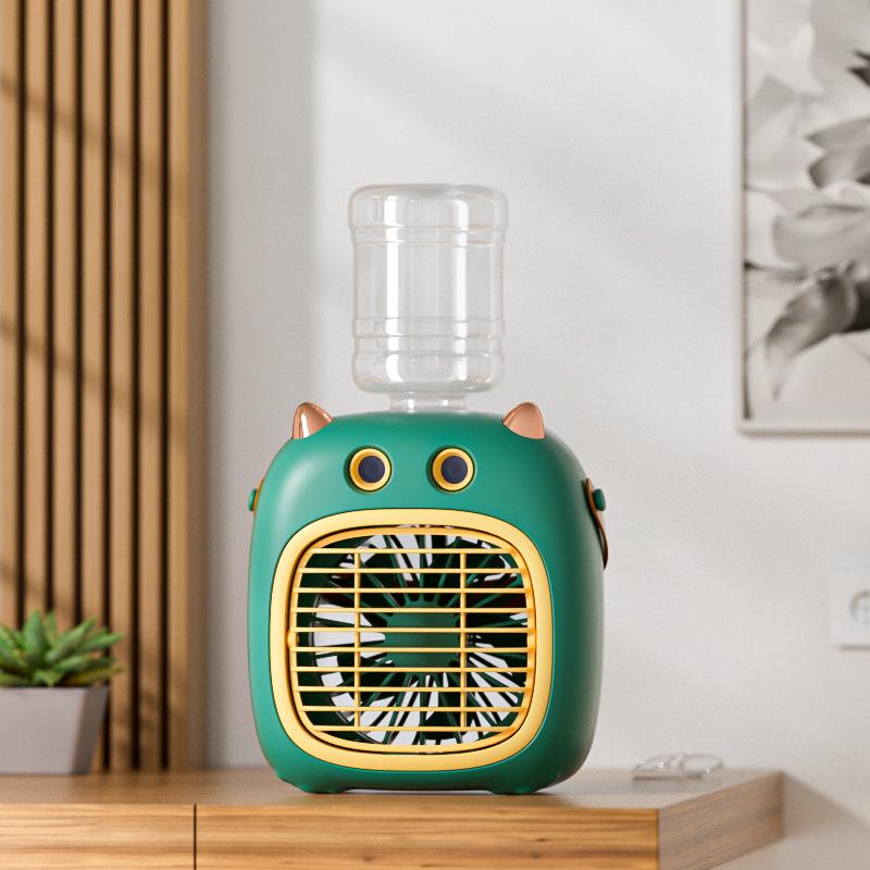 Mini Cartoon Desktop Air Cooler: USB-Powered Refrigeration & Humidifying Spray Fan