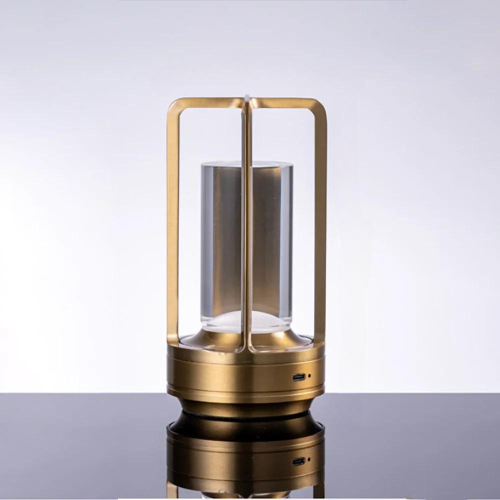 

LED Table Lamp Aluminum Alloy Acrylic Bedside Lamp Rechargeable Touch Dimming Decorative Light Bedroom Dining Room Home Office Type-C charging