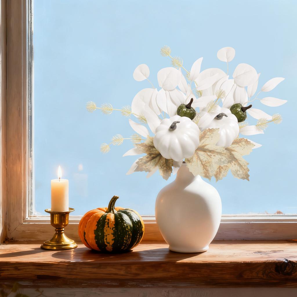 1 Stück Kürbiszweige Kürbis Ahornblatt Deko Zuhause DIY Basteln Ernte Herbstdekoration Künstliches Ahornblatt Halloween Deko