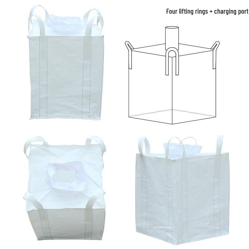 Industrial White Ton Bag - 1 Ton, Four-Loop, Pre-Pressed Space Sludge Lifting Bag