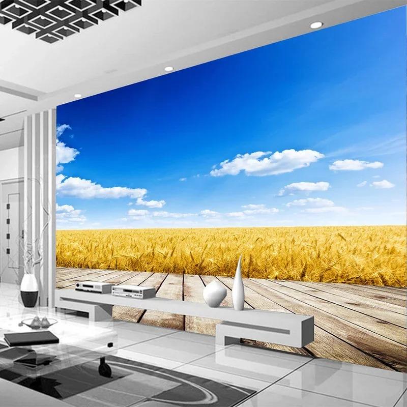 Blue Sky And White Clouds Tv Background Wall Paper 3d Wall Murals Photo Wallpaper Living Room Home Decor Wall Mural