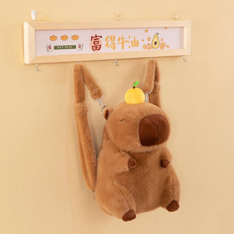 

New capybara plush bag children s backpack Mao Mao shoulder bag Kapibara messenger bag large capacity 40*25*15 верблюд