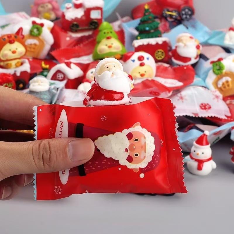 1/5/10Pcs Christmas Blind Bag Cartoon Mini Cute Santa Claus Snowman Micro Landscape Home Decoration Ornament New Year Party Gift