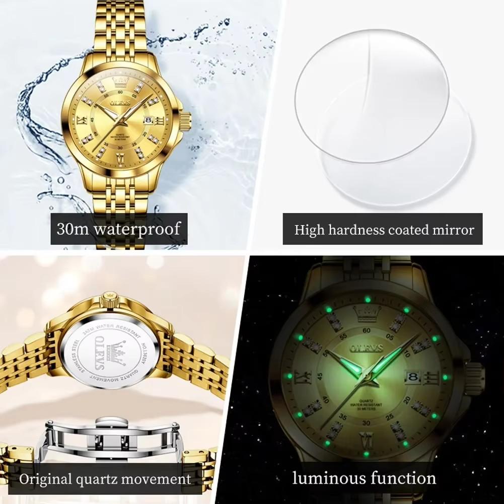 OLEVS 3620 Lady Business Waterproof Luminous Watch Stainless Steel Band Women Quartz Wristwatches Women's Clock Fashion Watches