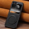 Mobile Phone Case Magnet Wireless Charging 360° Rotating Stand Faux Leather Ring Buckle for Samsung Galaxy Z Flip 7 6 5