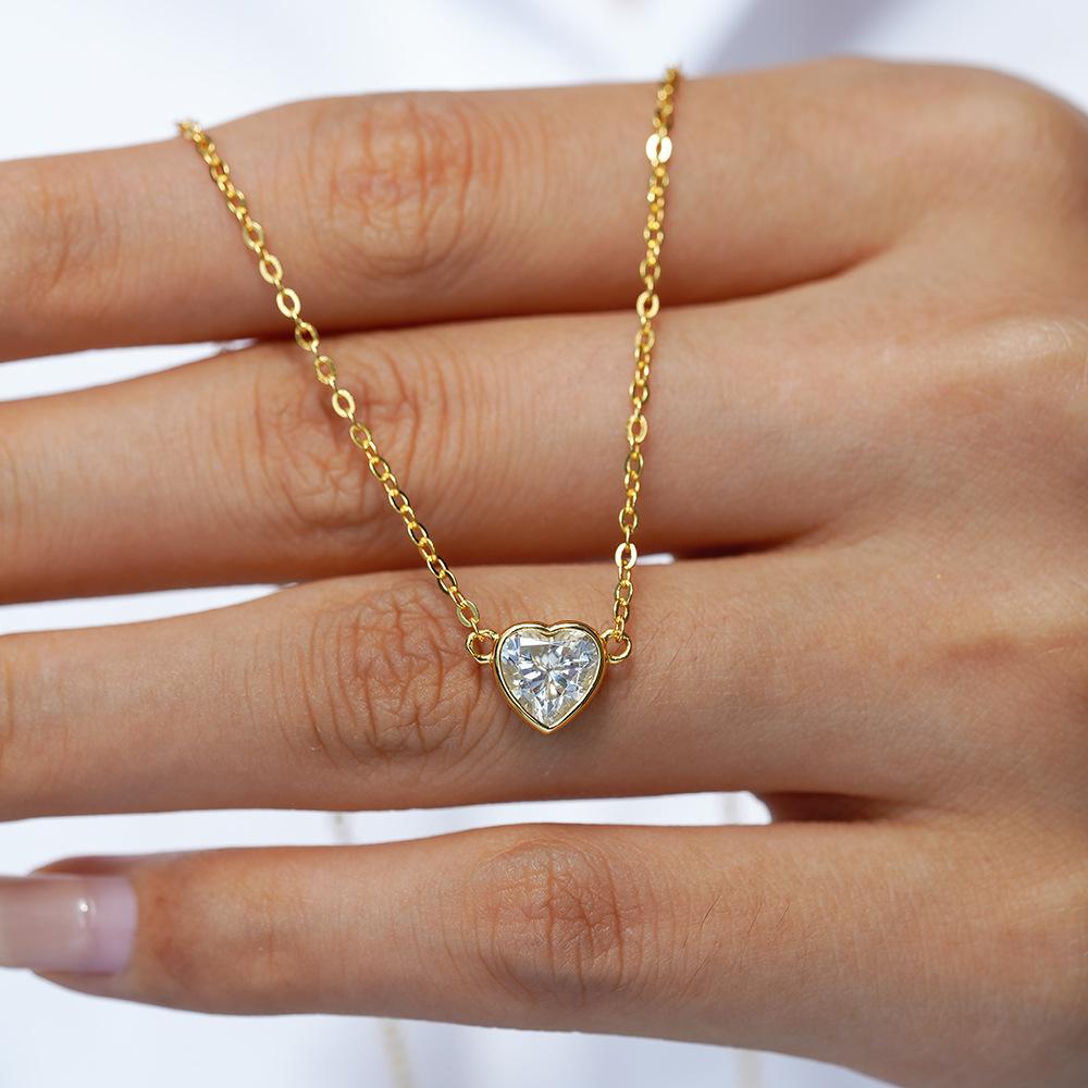 925 Sterling Silver 1CT Heart Cut Moissanite Pendant Necklace for Women – Dainty Love Jewelry, D Color VVS1, Hypoallergenic