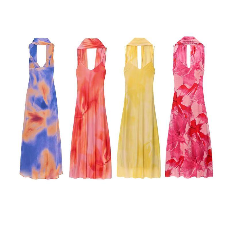 Kaslead New Women clothes Western Style Fashion Print Long Scarf Dress 8031364