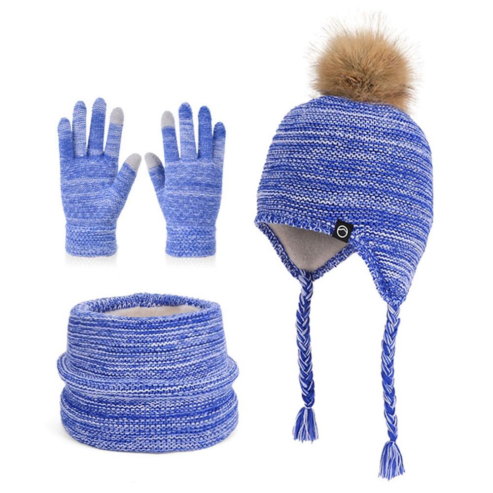 Windproof Toddler Bonnet Plush Beanies Hat Fashion Pompom Knitted Hats Outdoor