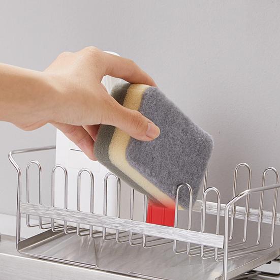 Schlitzdesign Abnehmbares Abtropfgestell mit Auffangschale Rostfreier Edelstahl Schwamm Lappen Spüle Geschirrabtropfgestell Küchenzubehör