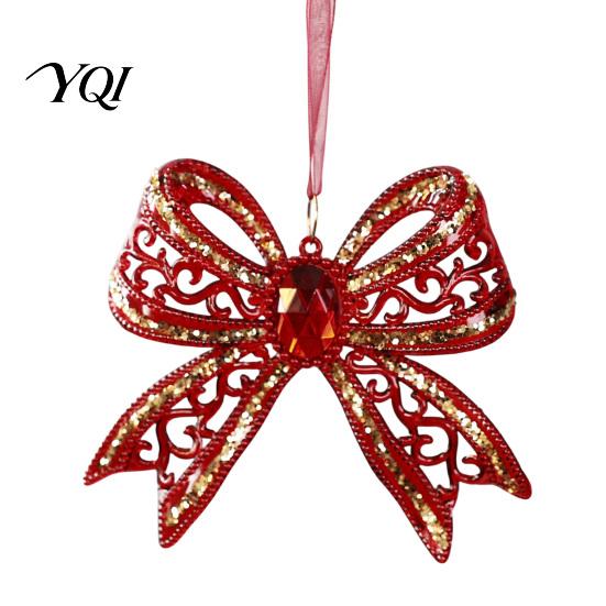 Reusable Acrylic Bows Faux Crystal Bow Christmas Ornament, Sparkly Hollow Decorative for Garlands Knot Hanging Decoration Home New Year Party
