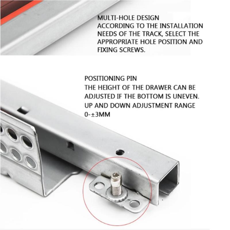 2PZ/1Coppia Pressa a Molla Push-to-Open Sottopiano Guide per Cassetti Mobili Cucina Bagno DTC Marca 25KG