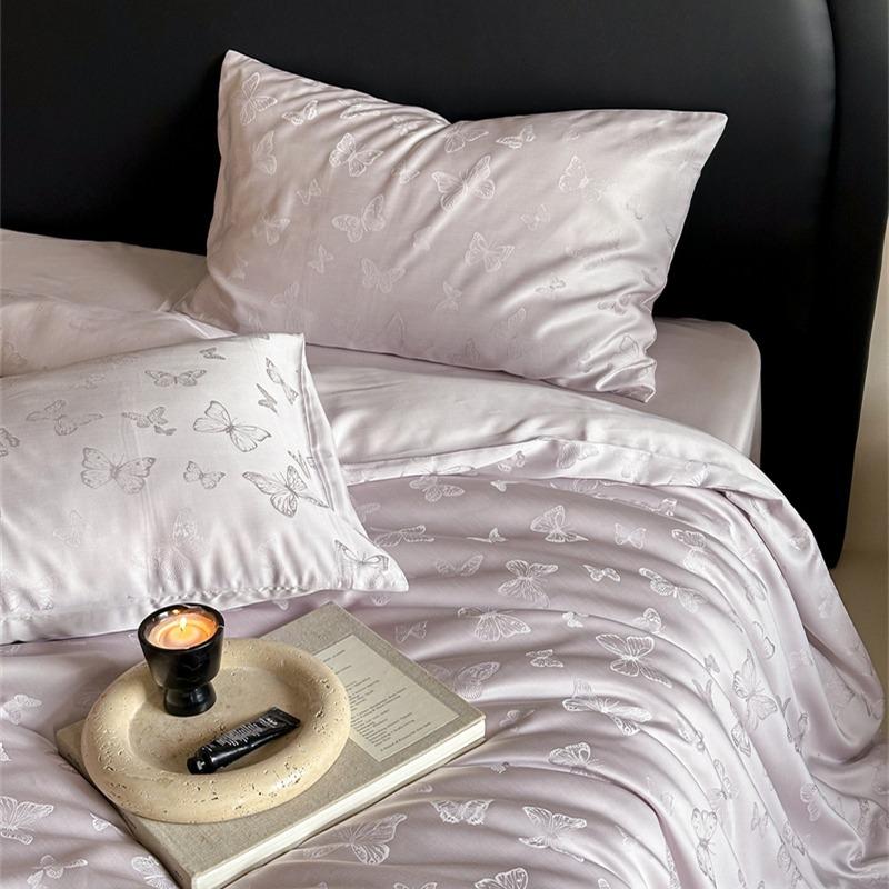 100S Lenzing Tencel Four-Piece French Romantic Relief Craft Jacquard Cold Silk Cool Summer Bedding 2.0mbedsheetset(4-piece)|fits220x240cmduvetinsert