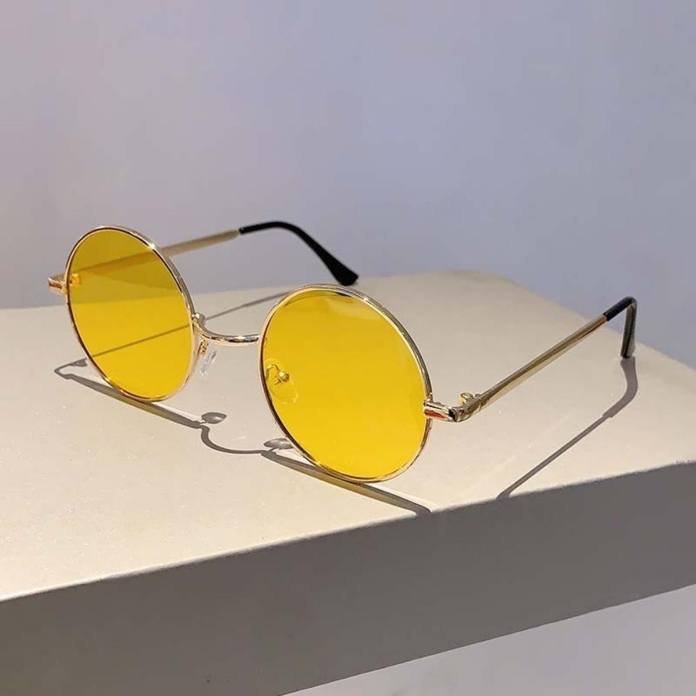 Vintage Round Sunglasses for Women Metal Frame Korean Style Shades