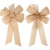 1 Pcs 10 x 20 Inch Big Bow Burlap Ribbon with Natural Jute Rustic Wreath Ribbons and Bow Use Wrapping, Party Decoration (Linen)