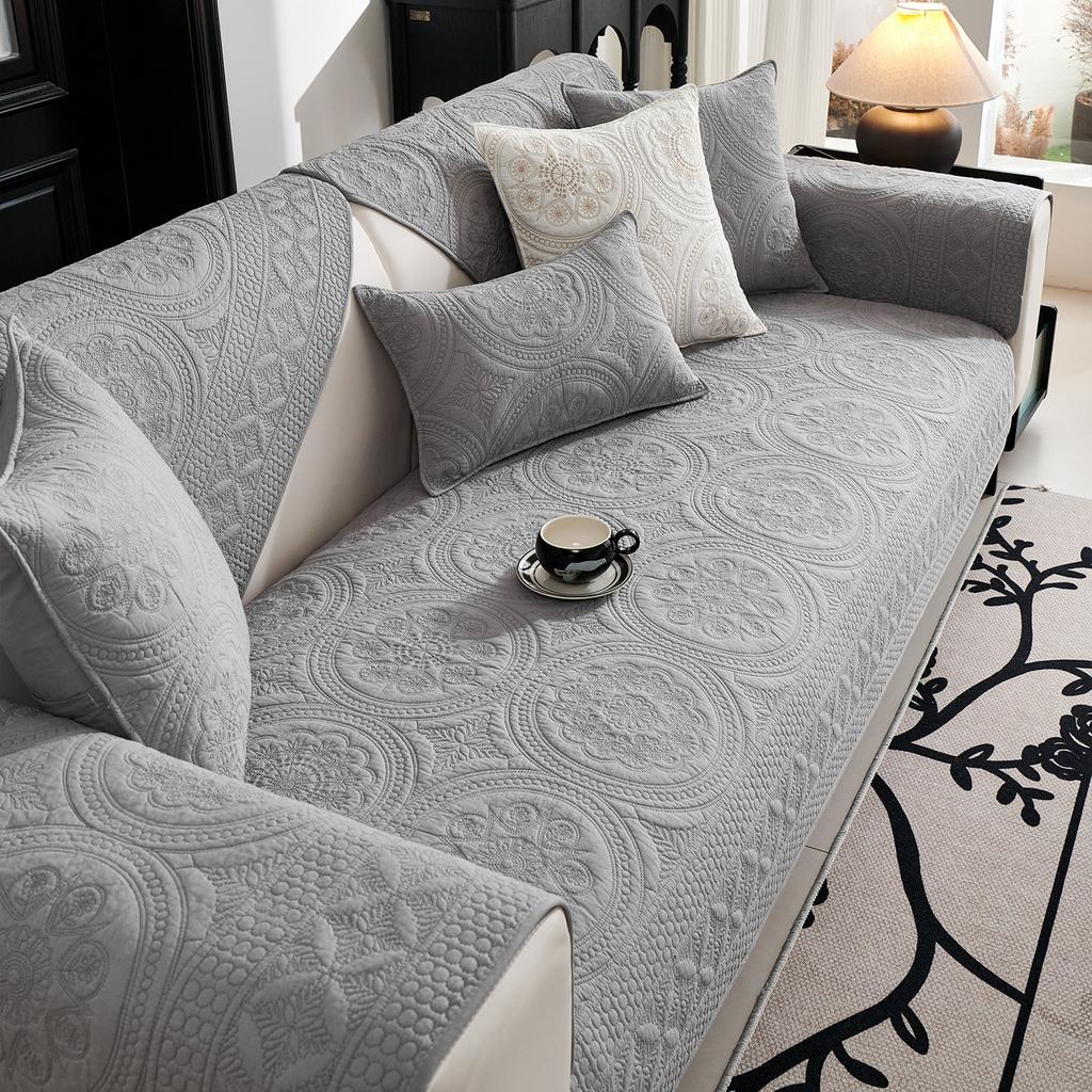 Embossed Sofa Cushion, Pet-Proof Anti-Slip Wear-Resistant Sofa Cover, All-Season Machine-Washable for 2 To 4-Seater L-Shaped Corner Sofas
