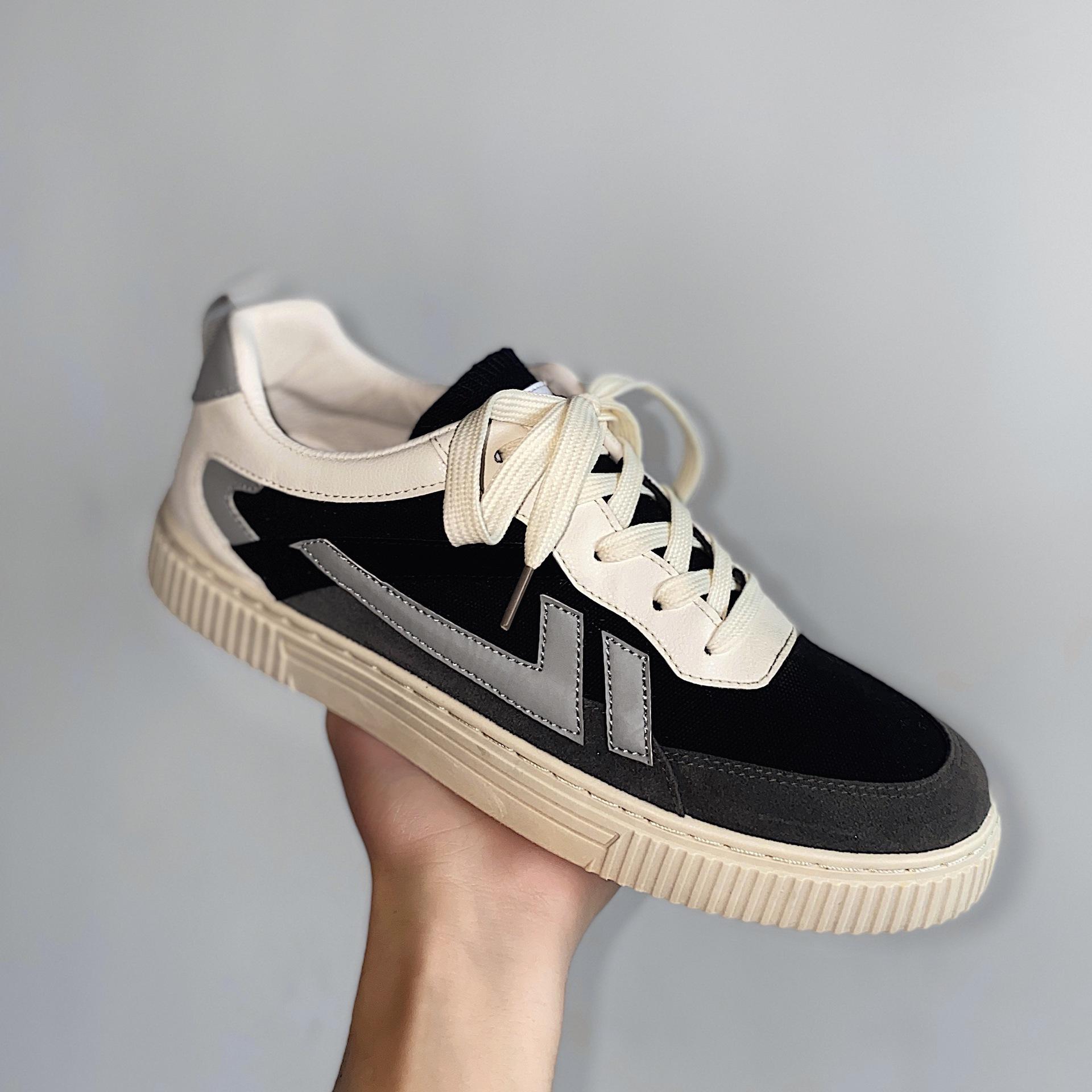 

2024 spring new men s shoes Korean version trend board shoes student casual shoes men s flat shoes 44 чёрный