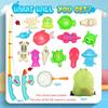 Kids Fishing Toy Set Play Water Toys for Baby Magnetic Rod and Fish with Inflatable Pool Outdoor Sport Puzzle Toys for Children